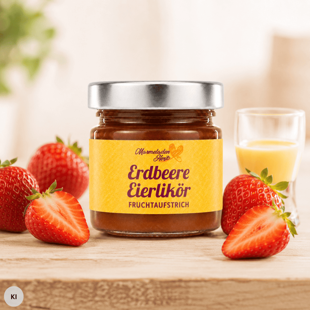 Erdbeere Eierlikör Fruchtaufstrich Mini 40g – Marmeladenherz