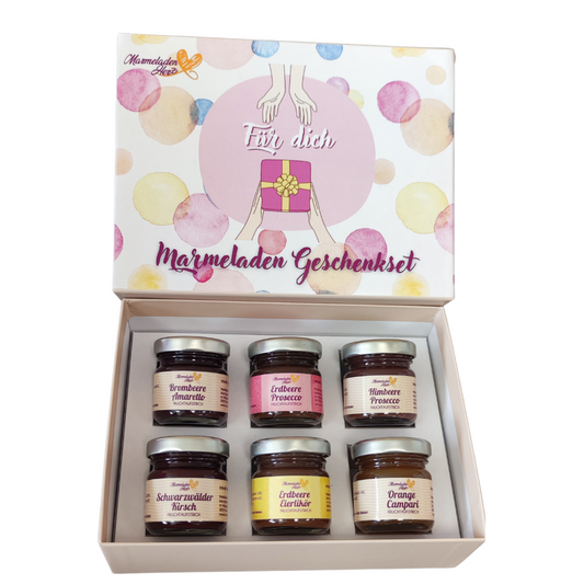 "Für Dich" Geschenkbox Marmeladenset mit Schuss